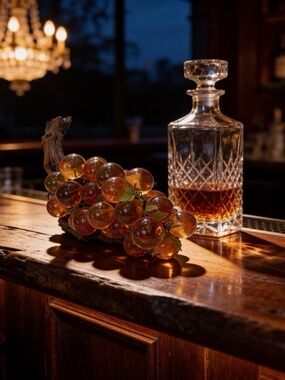 GOLDEN ORBS! 17" Amber Lucite Grape CLUSTER Vintage MCM Large